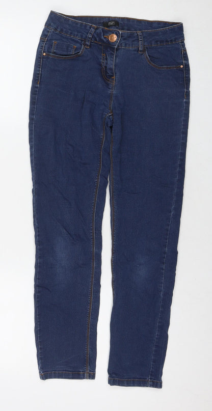 F&F Womens Blue Polyester Blend Skinny Jeans Size 8 L26 in Regular Zip