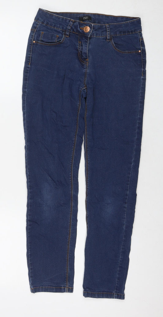 F&F Womens Blue Polyester Blend Skinny Jeans Size 8 L26 in Regular Zip