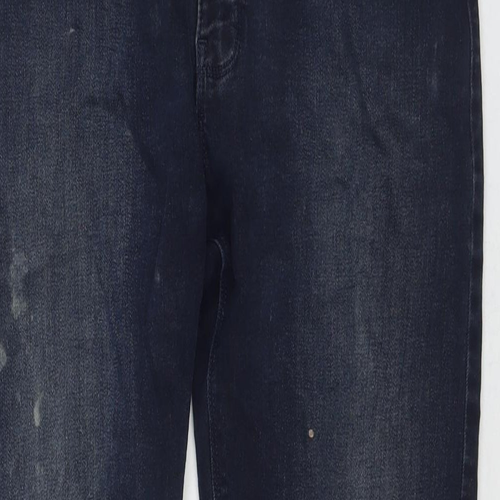 Marks and Spencer Mens Blue Cotton Straight Jeans Size 34 in L29 in Regular Zip