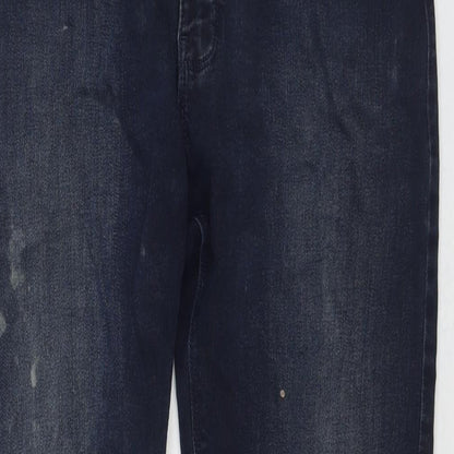 Marks and Spencer Mens Blue Cotton Straight Jeans Size 34 in L29 in Regular Zip