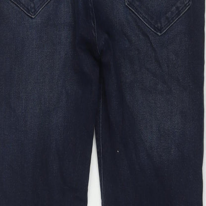 Marks and Spencer Mens Blue Cotton Straight Jeans Size 34 in L29 in Regular Zip
