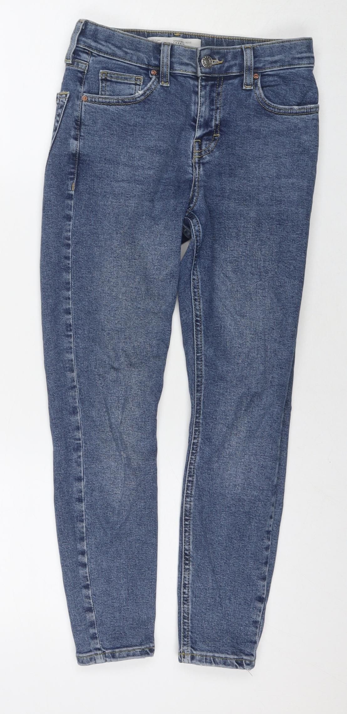 Topshop Womens Blue Cotton Skinny Jeans Size 26 L28 in Regular Zip