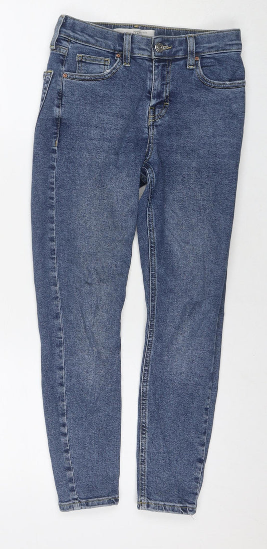 Topshop Womens Blue Cotton Skinny Jeans Size 26 L28 in Regular Zip