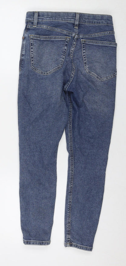 Topshop Womens Blue Cotton Skinny Jeans Size 26 L28 in Regular Zip
