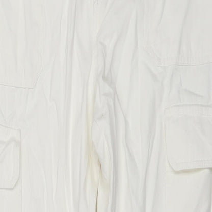 Zara Womens White Cotton Straight Jeans Size 14 L31 in Regular Zip - Cargo Style