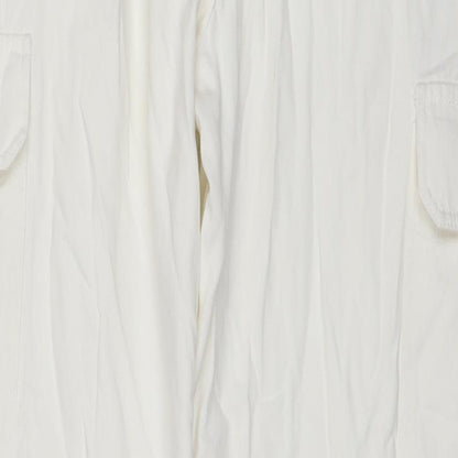 Zara Womens White Cotton Straight Jeans Size 14 L31 in Regular Zip - Cargo Style