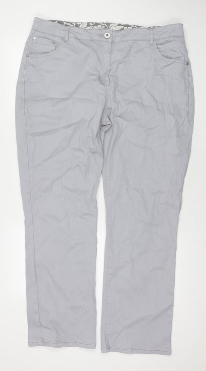 DASH Womens Grey Cotton Straight Jeans Size 20 L30 in Regular Zip