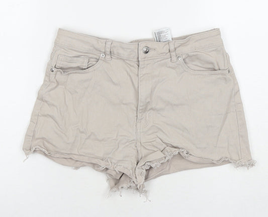 Divided by H&M Womens Beige Cotton Hot Pants Shorts Size 14 L3 in Regular Zip