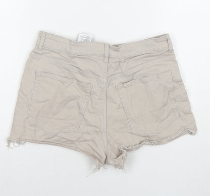 Divided by H&M Womens Beige Cotton Hot Pants Shorts Size 14 L3 in Regular Zip