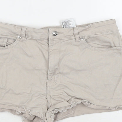 Divided by H&M Womens Beige Cotton Hot Pants Shorts Size 14 L3 in Regular Zip