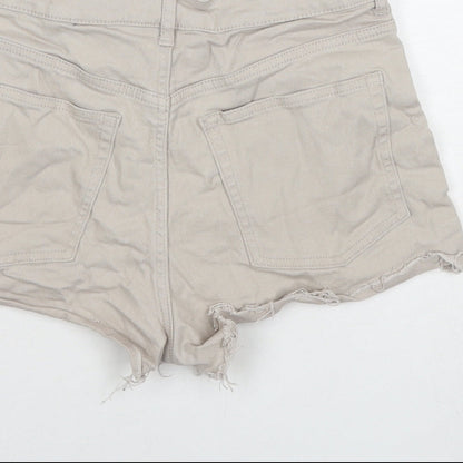 Divided by H&M Womens Beige Cotton Hot Pants Shorts Size 14 L3 in Regular Zip
