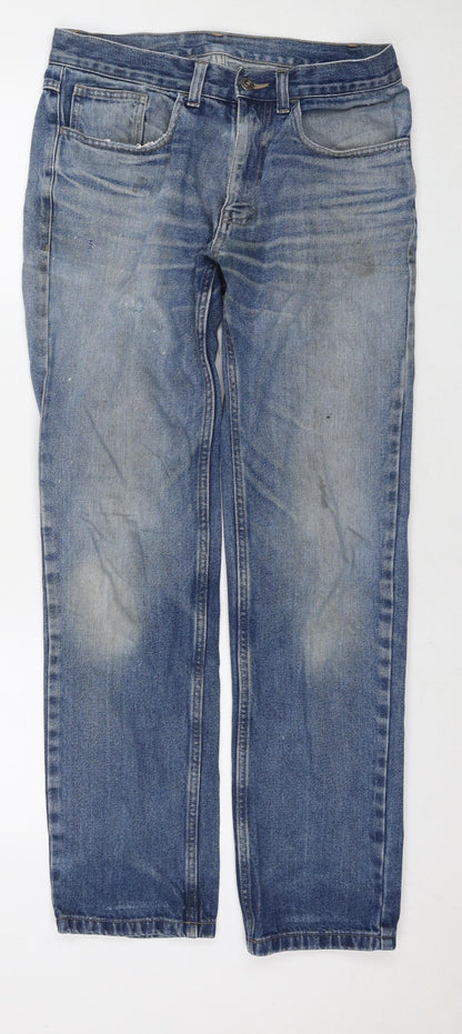 George Mens Blue Cotton Straight Jeans Size 30 in L31 in Regular Zip