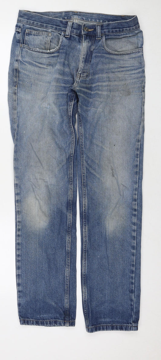 George Mens Blue Cotton Straight Jeans Size 30 in L31 in Regular Zip