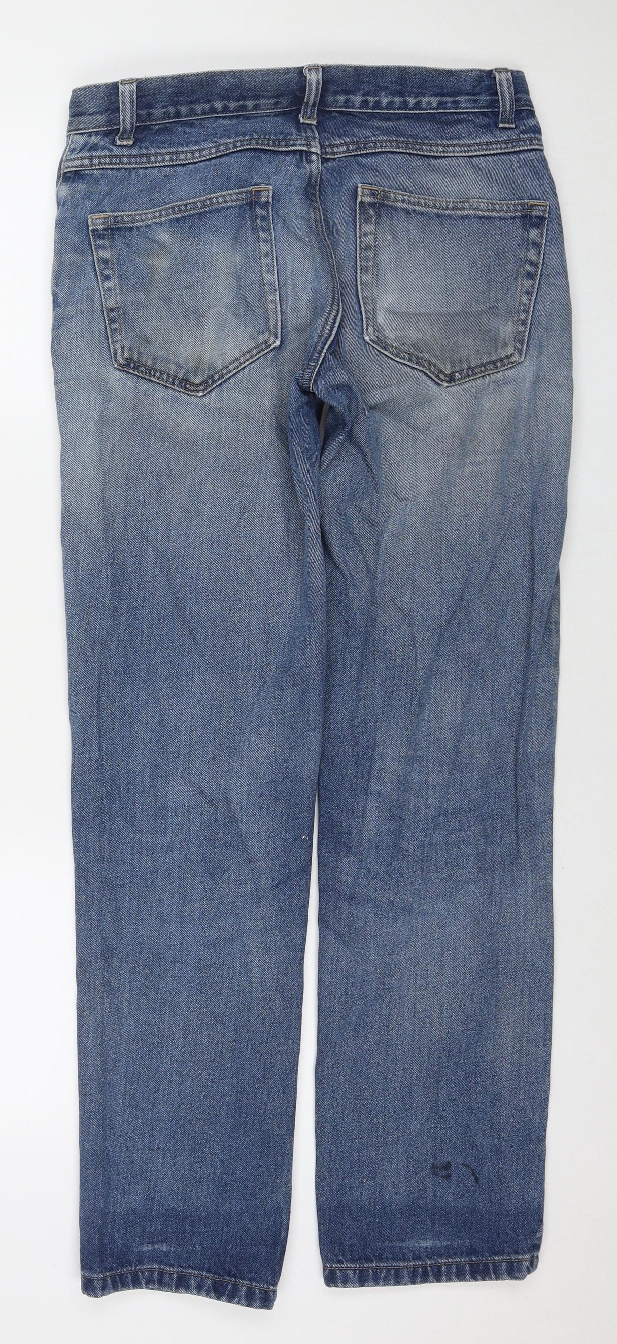 George Mens Blue Cotton Straight Jeans Size 30 in L31 in Regular Zip