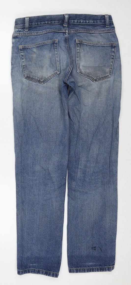 George Mens Blue Cotton Straight Jeans Size 30 in L31 in Regular Zip
