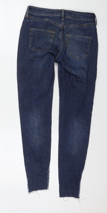 Denim & Co. Womens Blue Cotton Skinny Jeans Size 4 L24 in Regular Zip