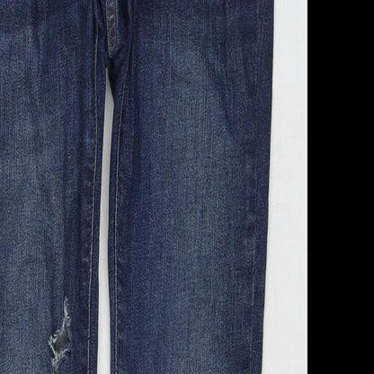 Denim & Co. Womens Blue Cotton Skinny Jeans Size 4 L24 in Regular Zip