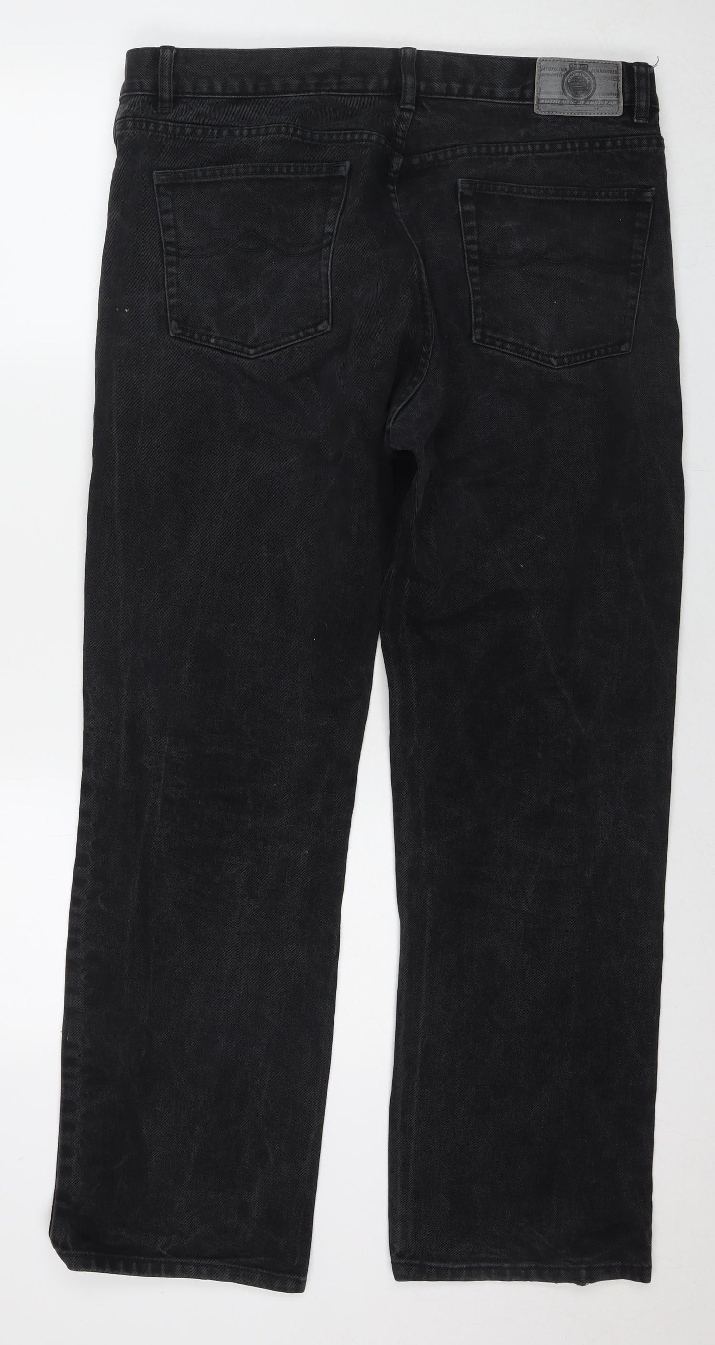 Jinglerss Mens Black Cotton Straight Jeans Size 38 in L32 in Regular Zip