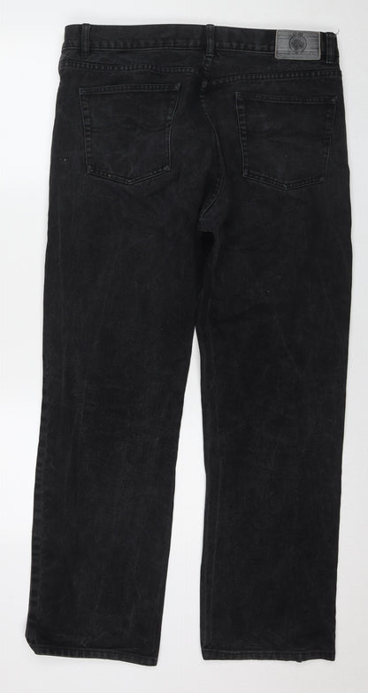 Jinglerss Mens Black Cotton Straight Jeans Size 38 in L32 in Regular Zip