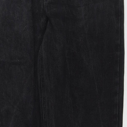 Jinglerss Mens Black Cotton Straight Jeans Size 38 in L32 in Regular Zip
