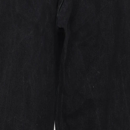 Jinglerss Mens Black Cotton Straight Jeans Size 38 in L32 in Regular Zip