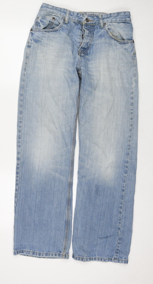 Cherokee Mens Blue Cotton Bootcut Jeans Size 32 in L34 in Regular Zip