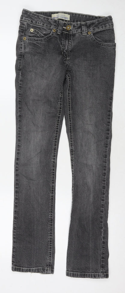 Drainpipe Womens Grey Cotton Straight Jeans Size 8 L30 in Regular Zip - Vintage