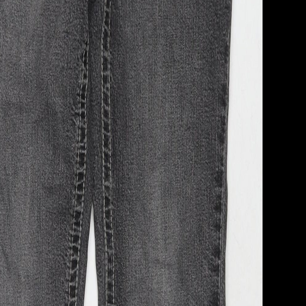 Drainpipe Womens Grey Cotton Straight Jeans Size 8 L30 in Regular Zip - Vintage