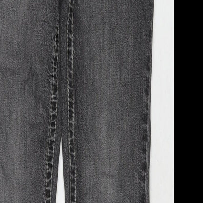Drainpipe Womens Grey Cotton Straight Jeans Size 8 L30 in Regular Zip - Vintage