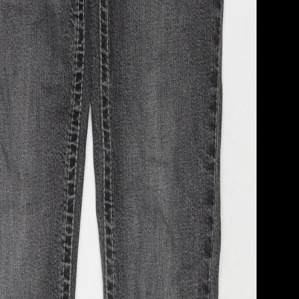 Drainpipe Womens Grey Cotton Straight Jeans Size 8 L30 in Regular Zip - Vintage