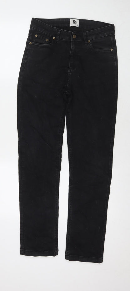 Womens UK Size 12 So Denim Regular Fit Straight Black Jeans