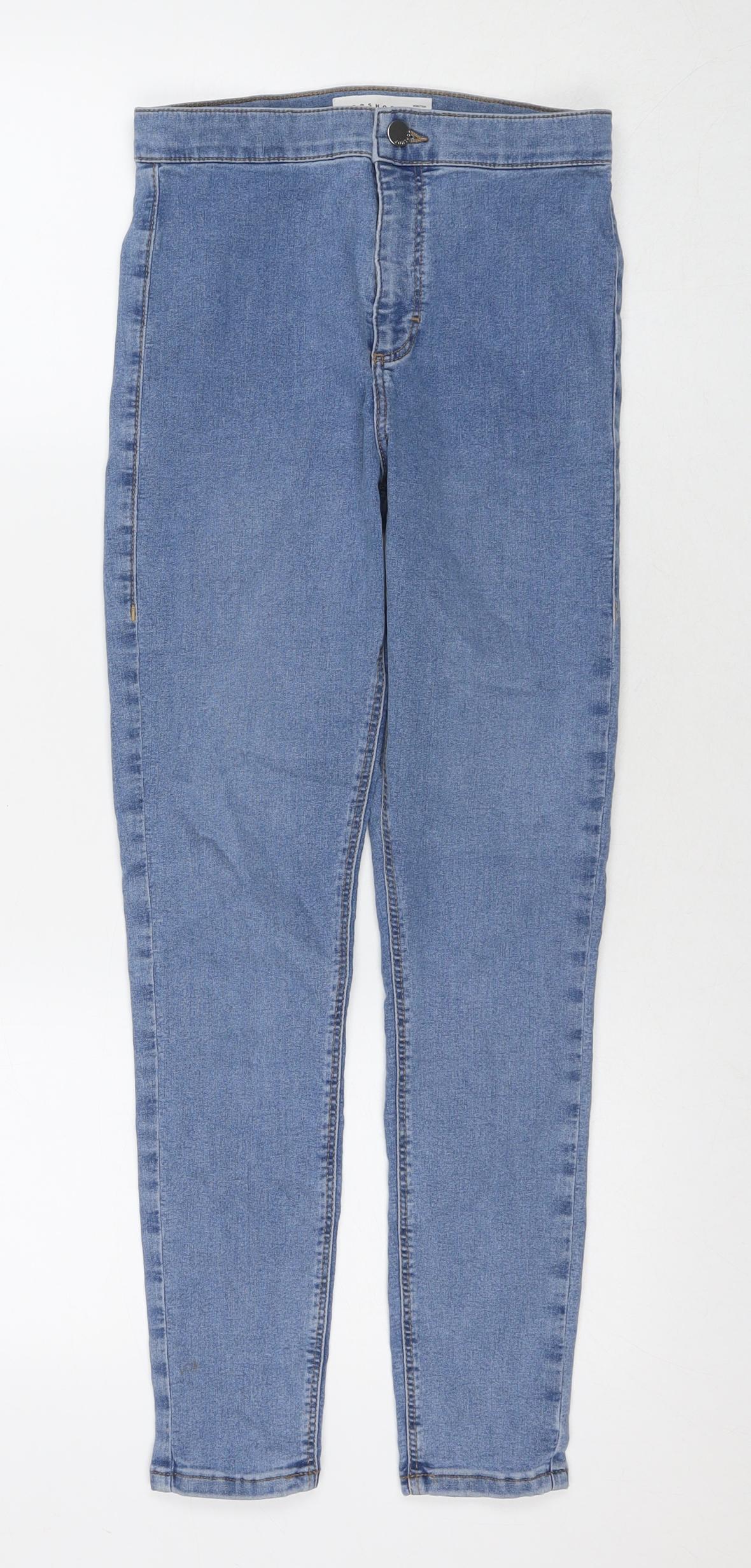 Topshop Womens Blue Cotton Skinny Jeans Size 28 in L30 in Regular Zip