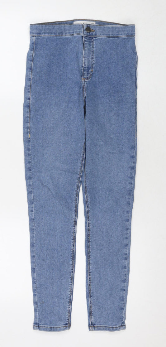 Topshop Womens Blue Cotton Skinny Jeans Size 28 in L30 in Regular Zip