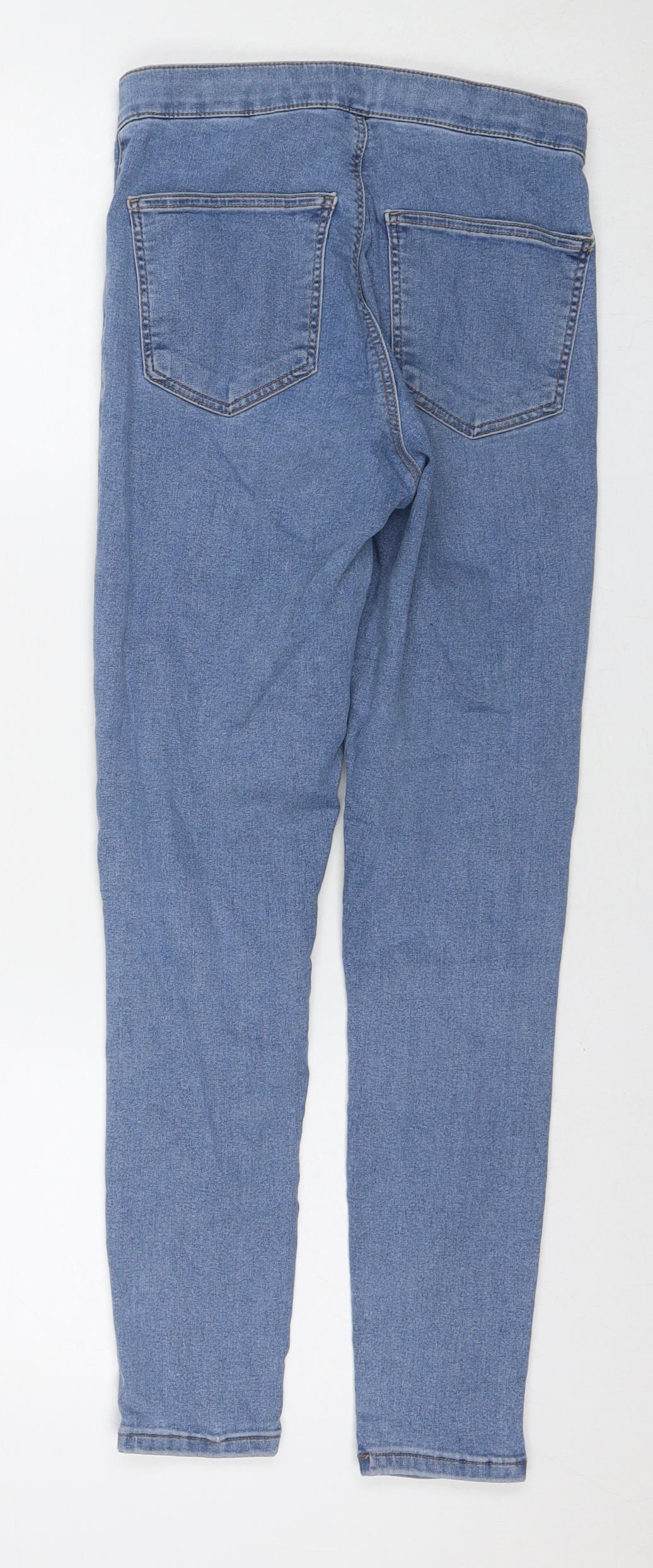 Topshop Womens Blue Cotton Skinny Jeans Size 28 in L30 in Regular Zip