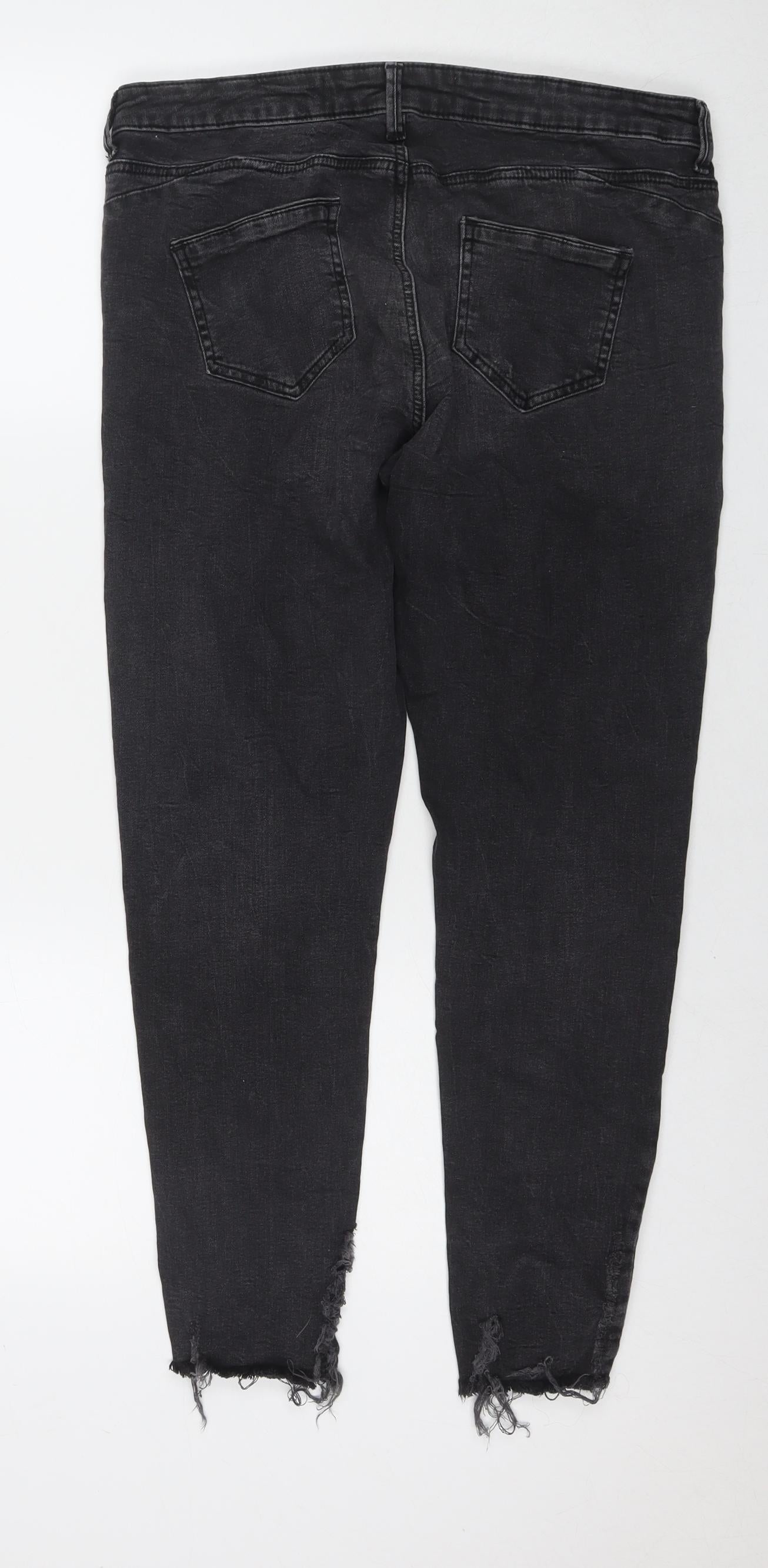 Denim & Co. Womens Black Cotton Straight Jeans Size 14 L26 in Regular Zip