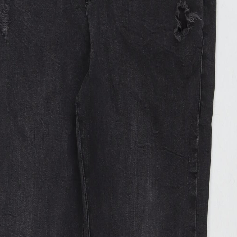 Denim & Co. Womens Black Cotton Straight Jeans Size 14 L26 in Regular Zip