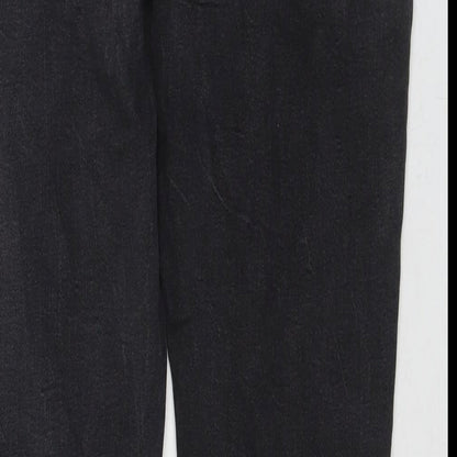 Denim & Co. Womens Black Cotton Straight Jeans Size 14 L26 in Regular Zip