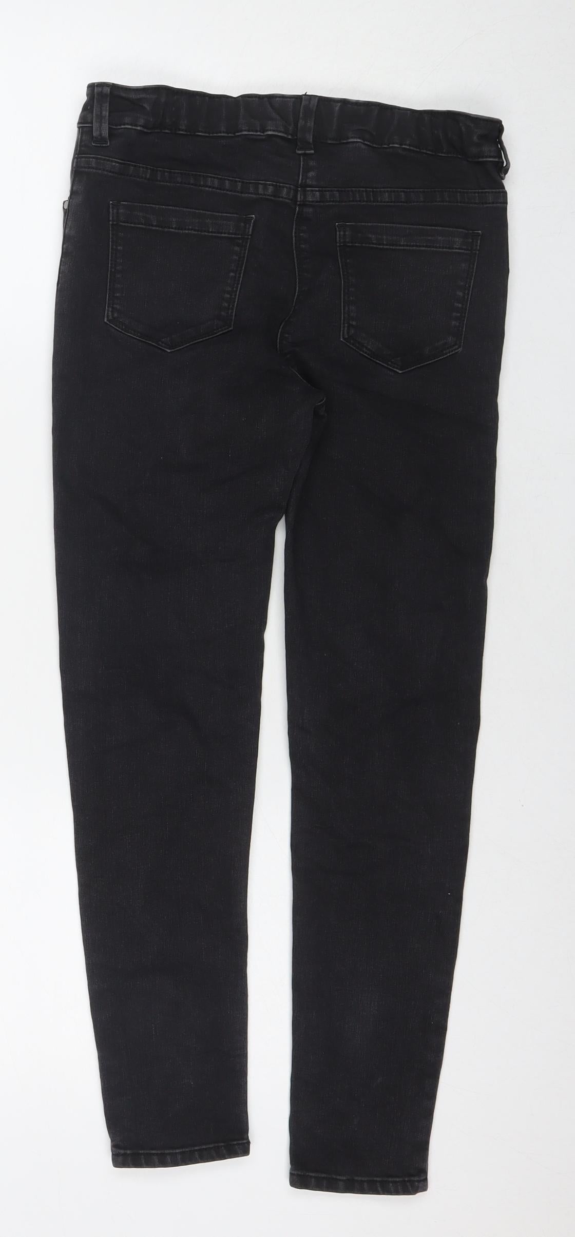 Nutmeg Girls Black Cotton Skinny Jeans Size 11-12 Years L24 in Regular Zip
