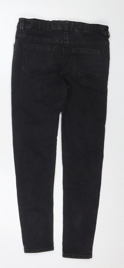 Nutmeg Girls Black Cotton Skinny Jeans Size 11-12 Years L24 in Regular Zip