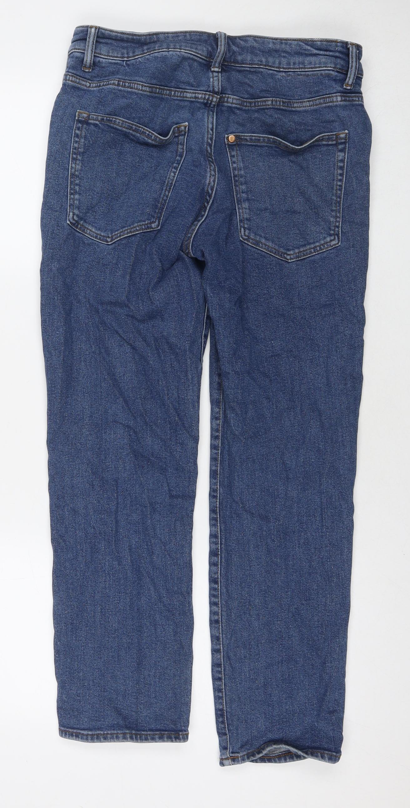 H&M Mens Blue Cotton Straight Jeans Size 30 in L30 in Regular Zip