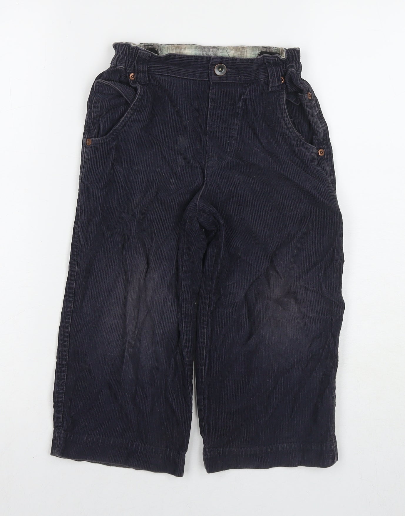 Logon Boys Blue Cotton Chino Trousers Size 4 Years Regular Zip