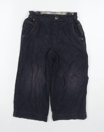 Logon Boys Blue Cotton Chino Trousers Size 4 Years Regular Zip