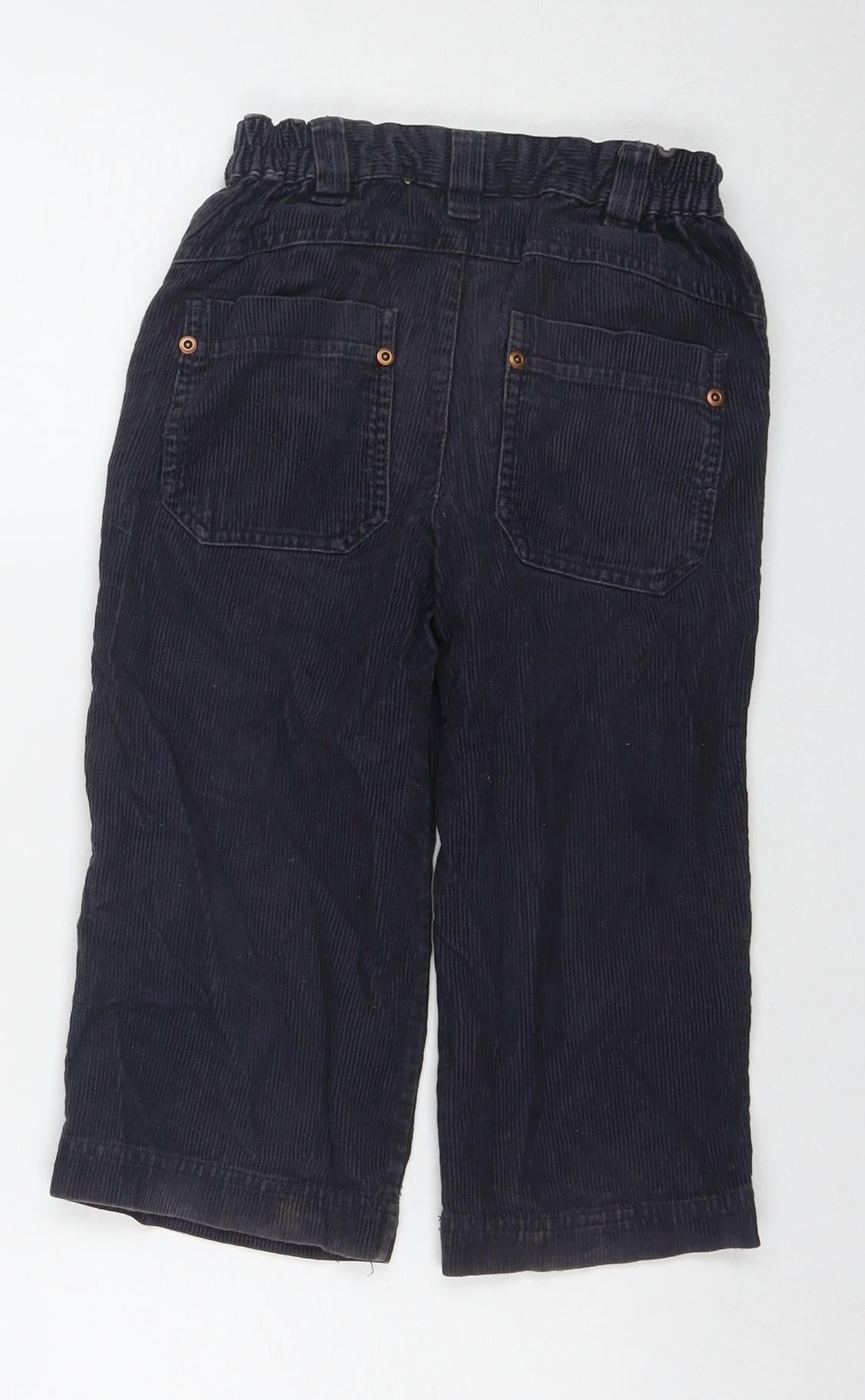 Logon Boys Blue Cotton Chino Trousers Size 4 Years Regular Zip