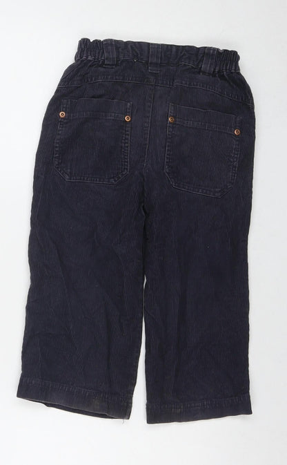 Logon Boys Blue Cotton Chino Trousers Size 4 Years Regular Zip
