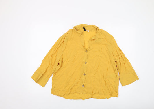 Womens UK Size 10 H&M Yellow Basic Blouse