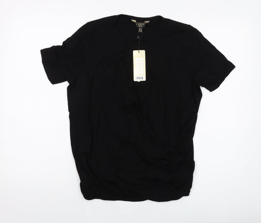 Womens UK Size 12 Lipsy Black Basic T-Shirt