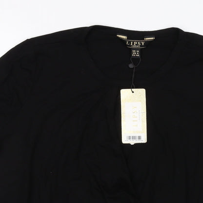 Womens UK Size 12 Lipsy Black Basic T-Shirt