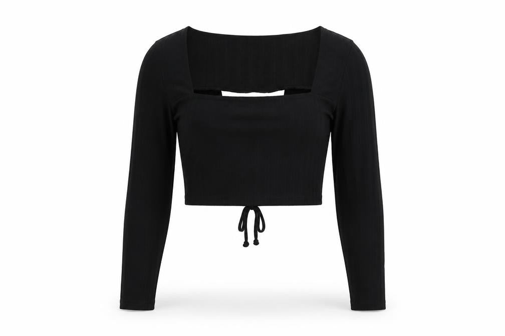 Womens UK Size 10 Boohoo Black Cropped Blouse