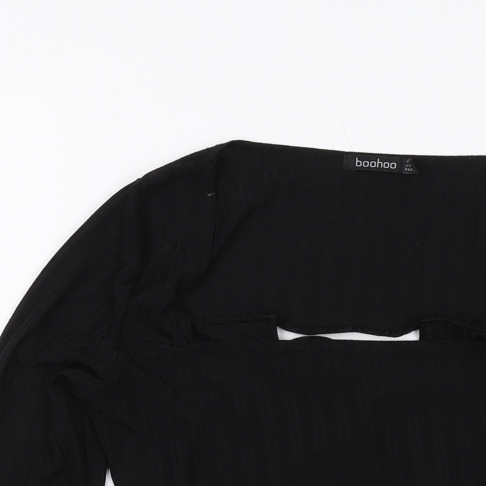 Boohoo Womens Black Polyester Cropped Blouse Size 10 Square Neck