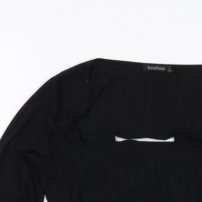 Boohoo Womens Black Polyester Cropped Blouse Size 10 Square Neck